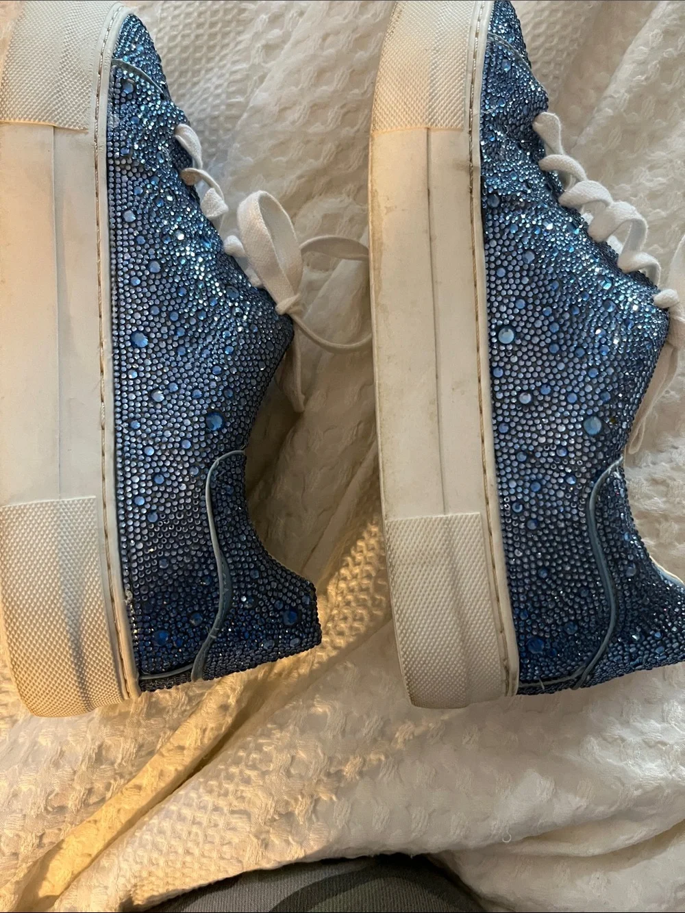 Betsey Johnson Navy Blue Crystal Lace-Up Sneakers